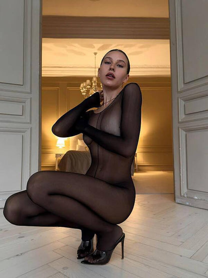 VELVET SHADOW SHEER BODYSTOCKING