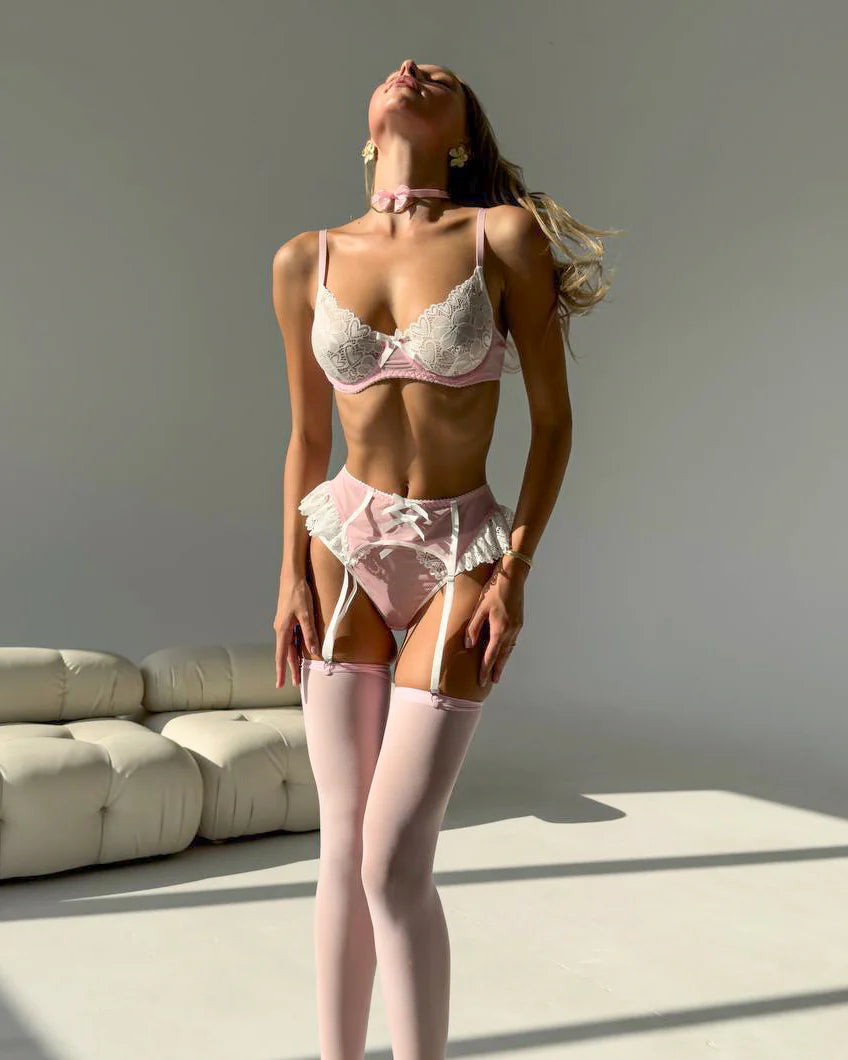 ROSALIE GARTER SET PINK C-Cup uyumlu