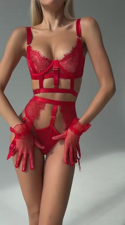 ROUGE VALENTINA LACE GARTER SET
